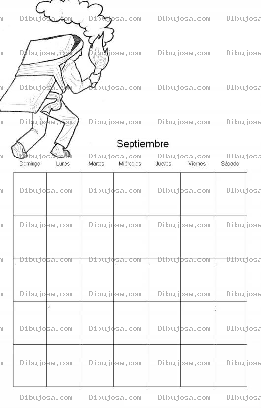 Dibujo para colorear Calendario De Septiembre Para Imprimir Pintar Y Colorear
