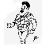 Dibujo para colorear Viejo Musculoso Y Tatuado Para Pintar Y Colorear
