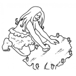 Dibujo para colorear Mujer Cavernocila Planchando Traje De Cuero Para Pintar Y Colorear