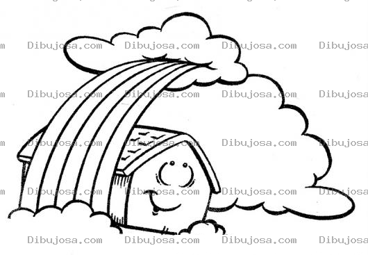 Dibujo para colorear Casa Con Arcoiris Para Pintar Y Colorear