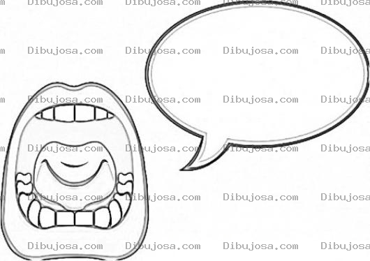 Dibujo para colorear Dibujo De Boca Gritando Un Mensaje En Blanco Para Pintar Y Colorear