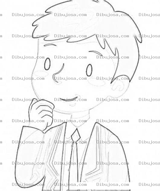 Dibujo para colorear Dibujo De Nino Pensativo Para Pintar Y Colorear