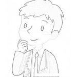 Dibujo para colorear Dibujo De Nino Pensativo Para Pintar Y Colorear