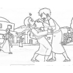 Dibujo para colorear Dibujo Biblico De Jacob Y Esau Peleando Para Pintar Y Colorear