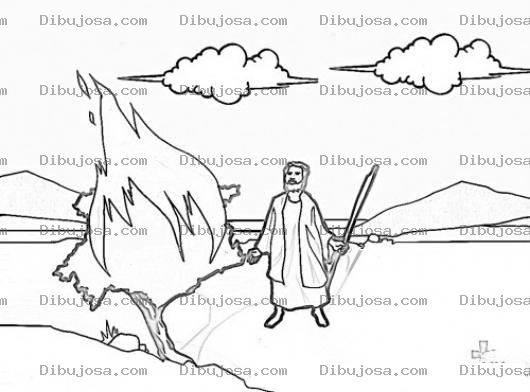 Dibujo para colorear Dibujo De Moises Y La Zarza Ardiente Para Pintar Y Colorear
