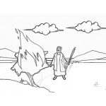 Dibujo para colorear Dibujo De Moises Y La Zarza Ardiente Para Pintar Y Colorear