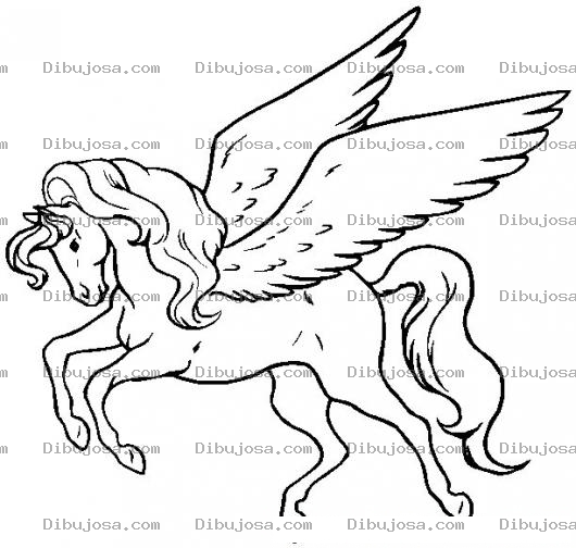 Dibujo para colorear Colorear caballo con alas