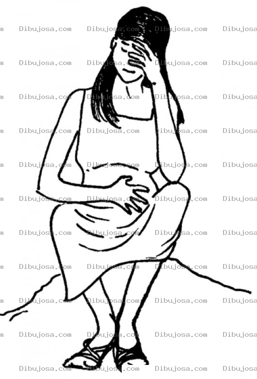 Dibujo para colorear Embarazo No Deseado Dibujo De Una Mujer Triste Por Estar Embarazada Sin Querer Estarlo Para Pintar Y Colorear