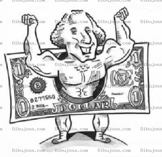 Dibujo para colorear Dolar Fuerte Dibujo De Benjamin Franklin Musculoso Para Pintar Y Colorear