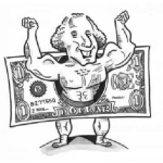 Dibujo para colorear Dolar Fuerte Dibujo De Benjamin Franklin Musculoso Para Pintar Y Colorear