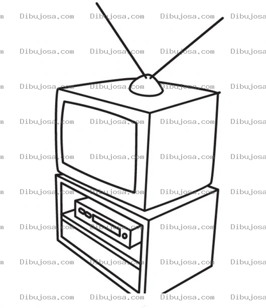 Dibujo para colorear Dibujo De Televisor Con Vhs Para Pintar Y Colorear