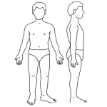 Dibujo para colorear Cuerpo De Hombre Para Pintar Y Colorear Dibujo De Hombre En Ropa Interior Usando Solo Un Calzoncillo De Frente Y De Perfil