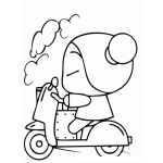 Dibujo para colorear Dibujo De Pucca En Motoneta Para Pintar Y Colorear