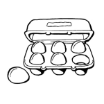 Dibujo para colorear Media Docena De Huevos Para Pintar Y Colorear Un Carton De 6 Huevos De Gallina 1/2 Docena