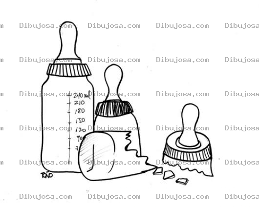 Dibujo para colorear Dibujo De Una Pacha Quebrada Para Pintar Y Colorear Biberon Quebrado Con 2 Biberones Mas