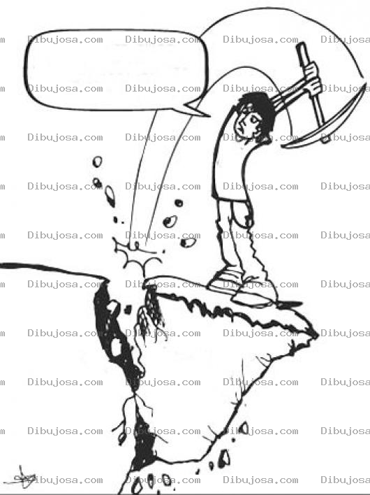 Dibujo para colorear Dibujo De Necio E Insensato Ocasionando Su Propia Desgracia Con Una Piocha En Un Penasco Para Pintar Y Colorear