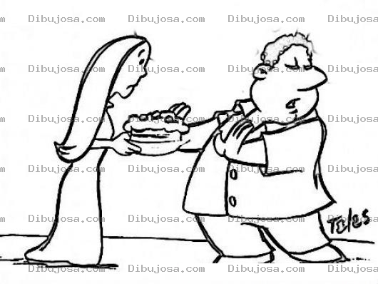 Dibujo para colorear El Rechazo Dibujo De Una Tentacion Donde Un Hombre Esta Rechazando El Pastel De Una Mujer Para Pintar Y Colorear Fuerza De Voluntad