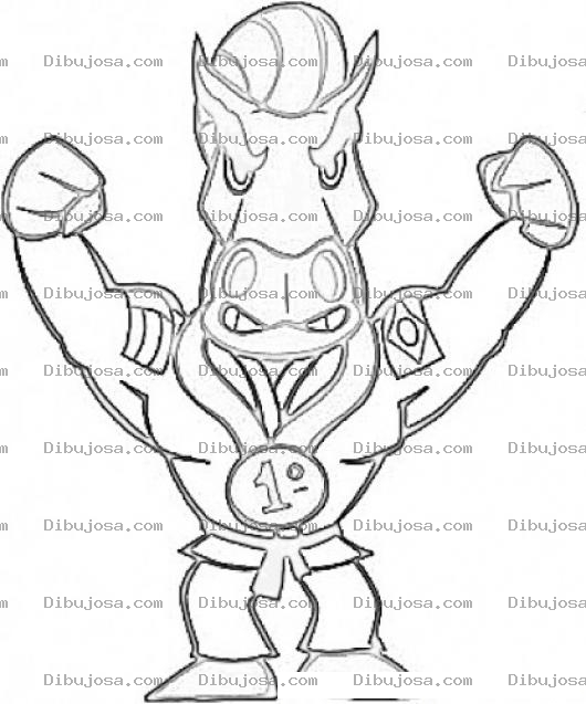 Dibujo para colorear Caballo Karateca Cinta Negra Para Pintar Y Colorear