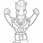 Dibujo para colorear Caballo Karateca Cinta Negra Para Pintar Y Colorear