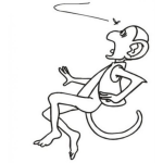 Dibujo para colorear Dibujo De Mono Asustado Por Una Avispa Para Pintar Y Colorear Mico Y Mosca