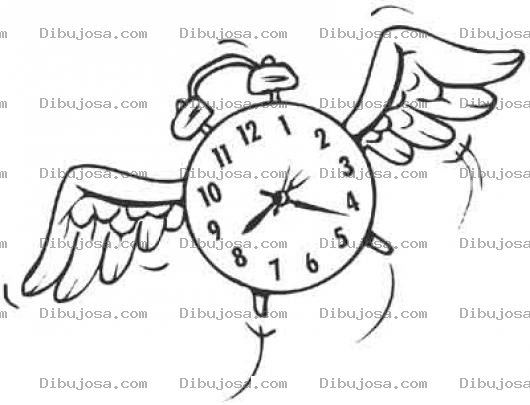 Dibujo para colorear El Tiempo Vuela Dibujo Para Pintar Y Colorear A Un Reloj Con Alas Indicando Que El Tiempo Se Va Volando
