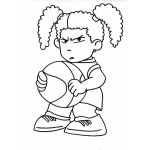 Dibujo para colorear Dibujo De Nena Enojada Con Una Pelota De Basquetbol Para Colorear