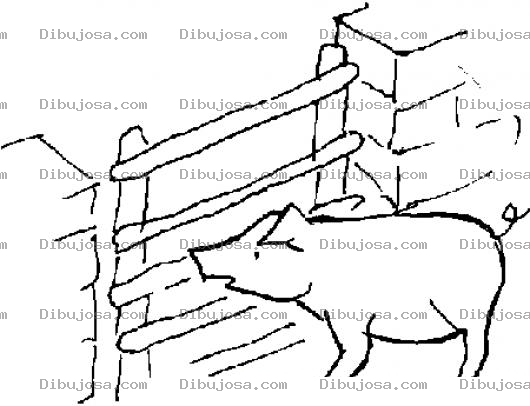 Dibujo para colorear Dibujo De Un Chiquero Con Un Cerdito Para Pintar Y Colorear
