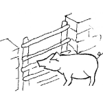 Dibujo para colorear Dibujo De Un Chiquero Con Un Cerdito Para Pintar Y Colorear