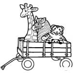 Dibujo para colorear Colorear jirafa, cebra y tigre de juguete