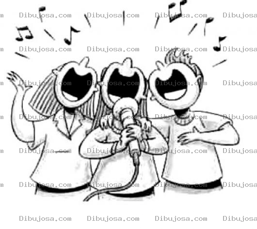 Dibujo para colorear Karaoke Dibujo De Tre Amigos Cantando En Un Microfono Para Pintar Y Colorear