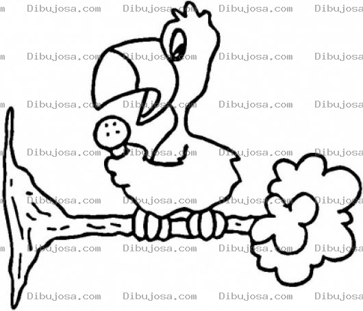 Dibujo para colorear Dibujo D Eun Lorito Con Microfono En Una Rama De Un Arbol Para Pintar Y Colorear