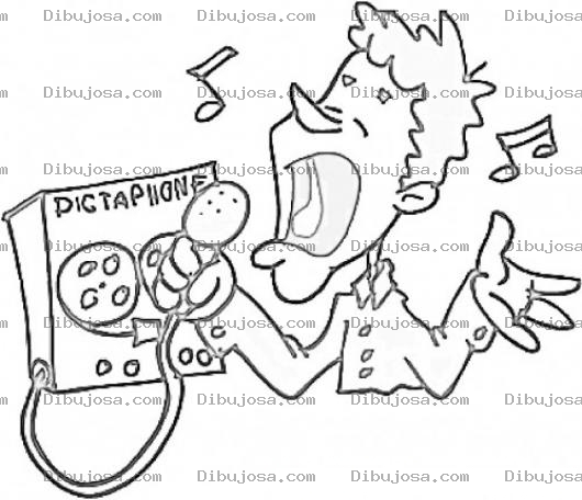 Dibujo para colorear Hombre Cantando Con Una Grabadora Para Pintar Y Colorear Un Dictafono