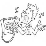 Dibujo para colorear Hombre Cantando Con Una Grabadora Para Pintar Y Colorear Un Dictafono
