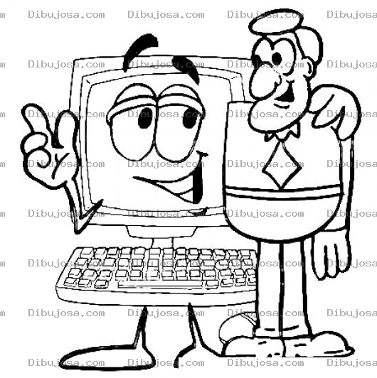 Dibujo para colorear Computadora Y Hombre Amigos Abrazados Para Pintar Y Colorear