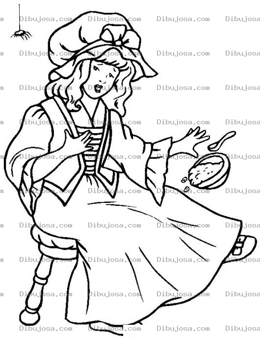 Dibujo para colorear Colorear nina asustada por una arana