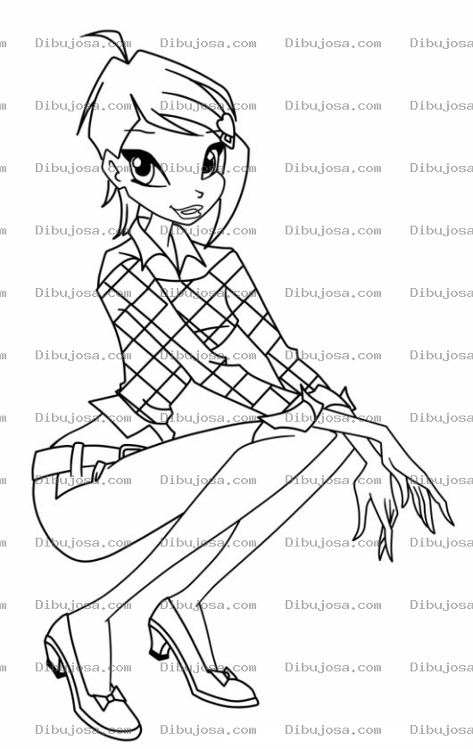 Dibujo para colorear Mujer Delgadita Agachada Con Blusa De Cuadros Para Pintar Y Colorear