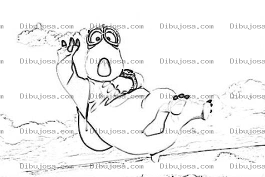 Dibujo para colorear Dibujo De Hipopotamo Paracaidista Para Pintar Y Colorear