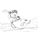 Dibujo para colorear Dibujo De Hipopotamo Paracaidista Para Pintar Y Colorear
