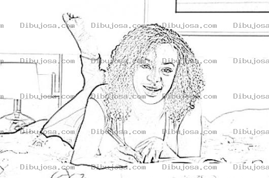 Dibujo para colorear Morena En La Cama Leyendo Un Libro Para Pintar Y Colorear