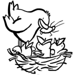 Dibujo para colorear Dibujo De Pajaritos Hambrientos En Su Nido Para Pintar Y Colorear