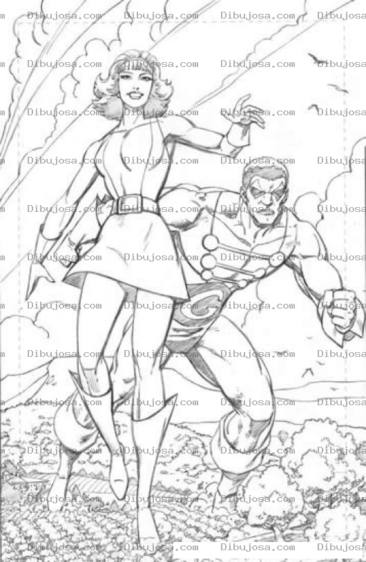Dibujo para colorear Gigantes Super Heroes Para Pintar Y Colorear A Una Pareja De Heroesgigantes
