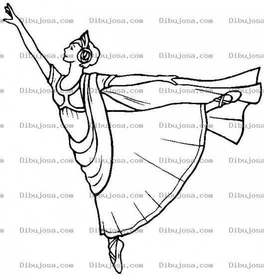 Dibujo para colorear Colorear Bailarina con vestido largo