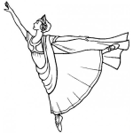 Dibujo para colorear Colorear Bailarina con vestido largo