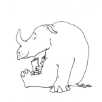 Dibujo para colorear Dibujo De Rinoceronte Manso Sentado A La Par De Un Nino Para Pintar Y Colorear