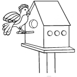 Dibujo para colorear Colorear pajaro en casita de madera