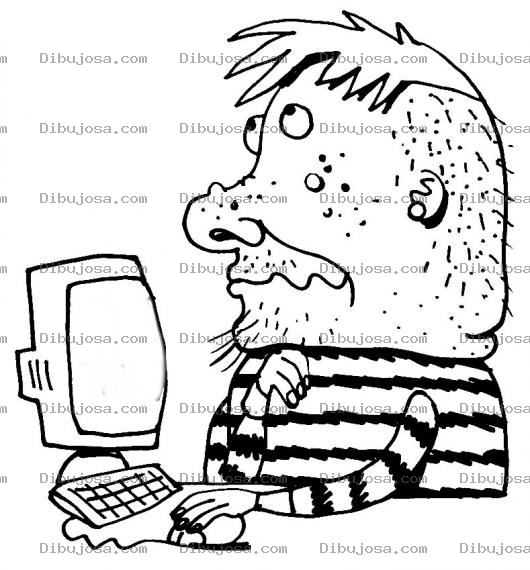 Dibujo para colorear Fealdad Varonil Dibujo De Hombre Feo En Una Computadora Para Pintar Y Colorear A Un Muchacho Horrible Barrudo Y Morronoso
