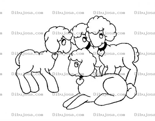 Dibujo para colorear 4 Ovejitas Dibujo De Cuatro Ovejas Para Pintar Y Colorear