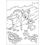 Dibujo para colorear Bambi sobre un tronco