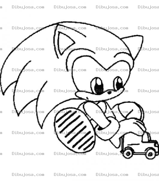 Dibujo para colorear Dibujo De Sonic Jugando Carritos Para Pintar Y Colorear