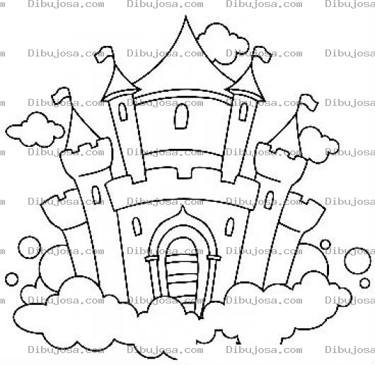 Dibujo para colorear Dibujo De Castillo En Las Nuebes Para Pintar Y Colorear
